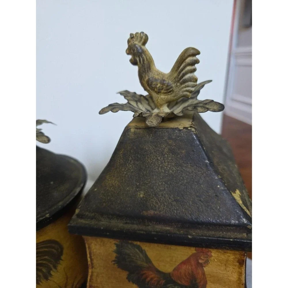 Vintage CBK Rooster Dinning & Bar Canisters Metal